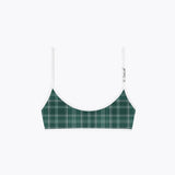 Scoop Bikini Top / Green Check