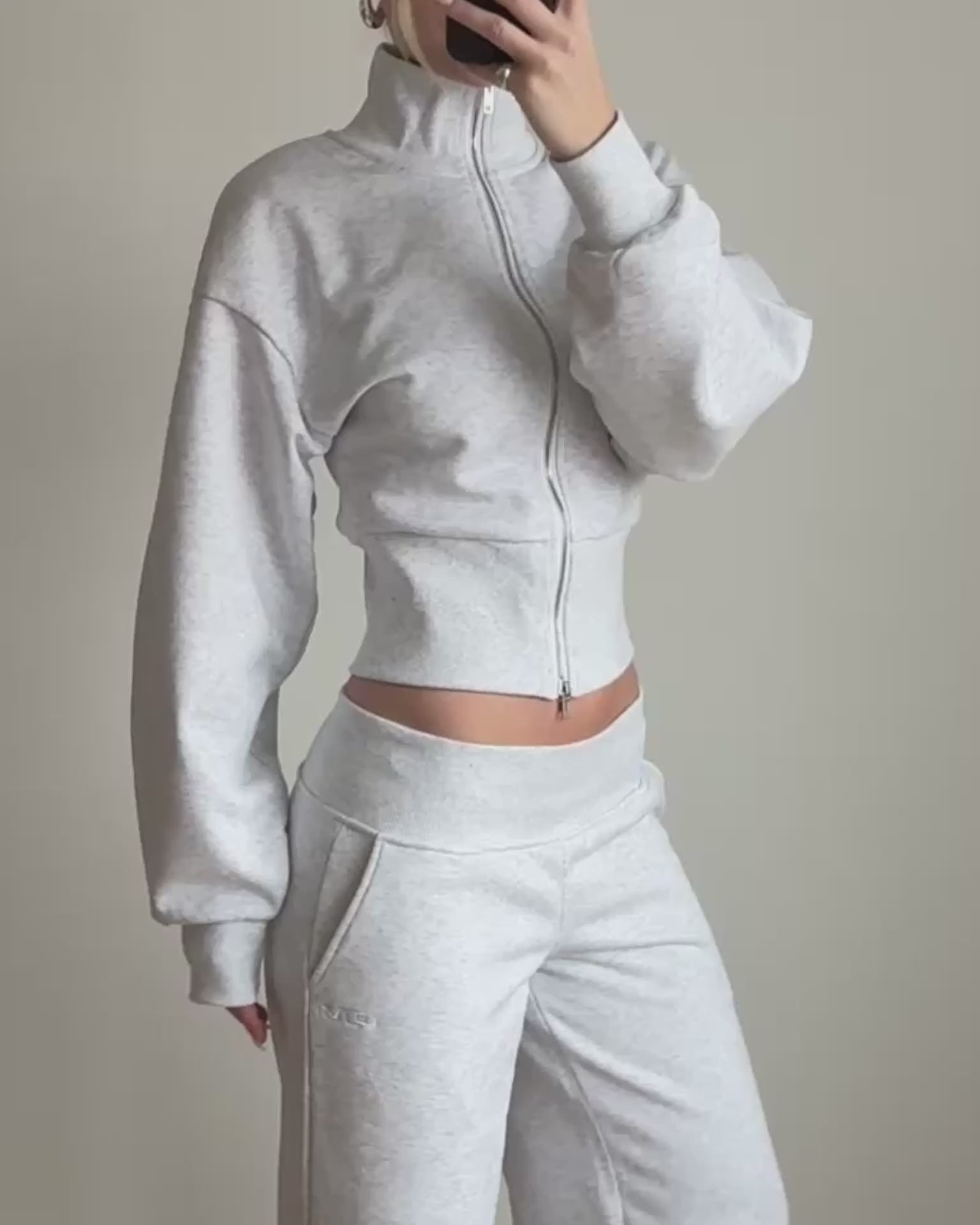 Gabrielle Zip-up / Light Grey Melange – Ora Mora